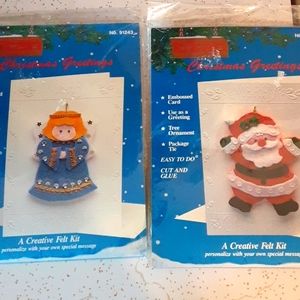 Christmas Greetings Cards Felt Kits Santa And Angel Lot